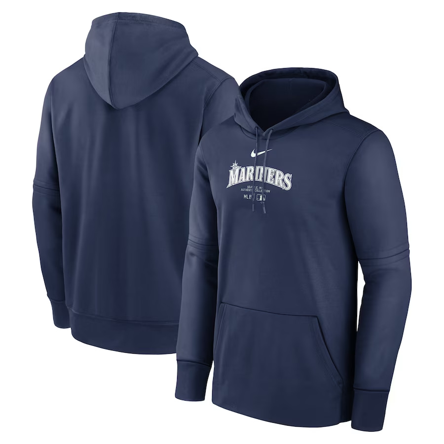 Men's Seattle Mariners Navy Collection Practice Performance Pullover Hoodie